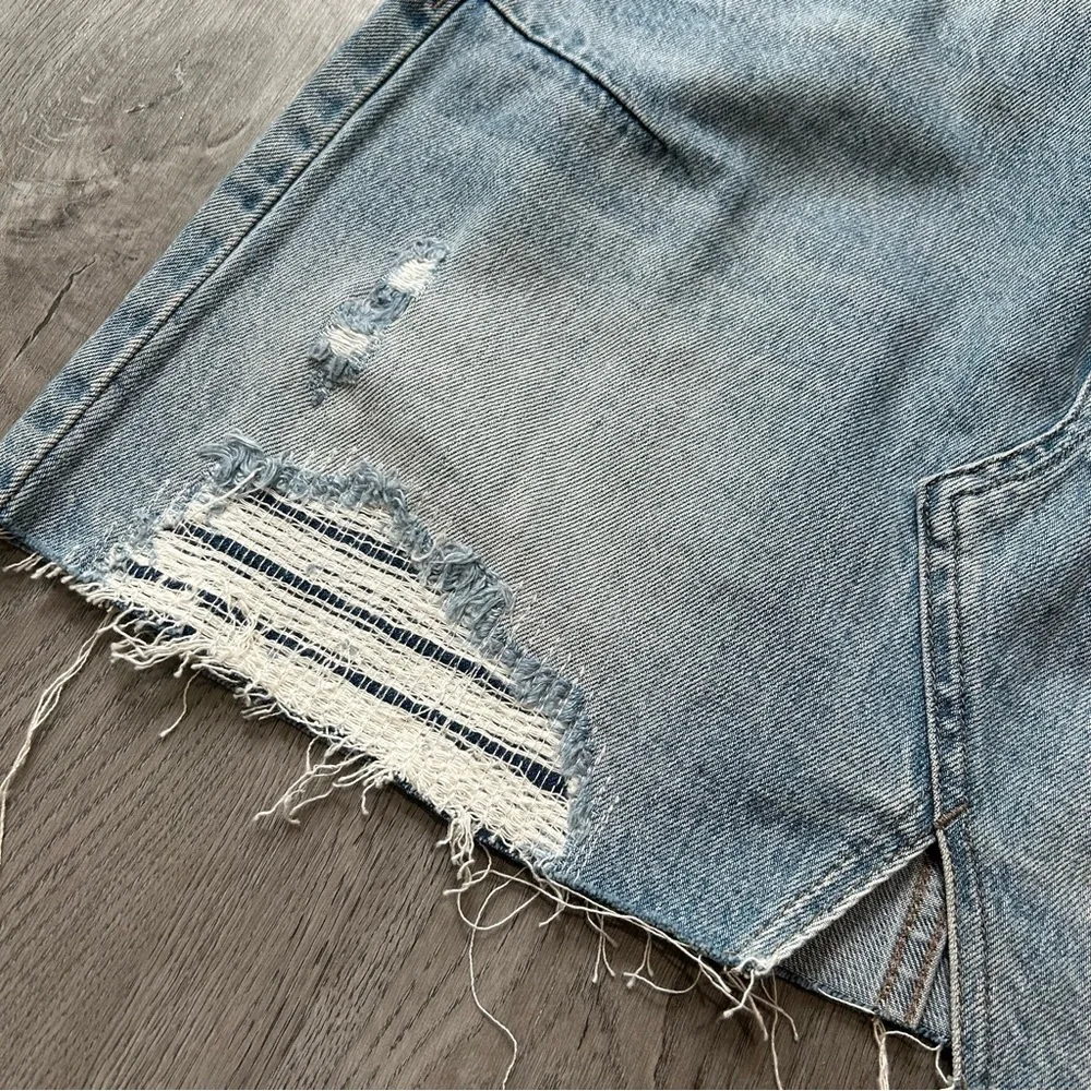 NWOT pistola denim mini skirt distressed patchwork jean size 27 womens - Picture 4 of 12